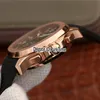 Najlepsze wydanie Ylf 5968A Rose Gold Black Texture Dial ETA7750 A7750 Automatyczny chronograf Mężczyzna Zegarek Czarny Gumowy pasek Zegarki Puretime OK D4