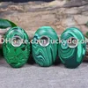 10 sztuk Syntetyczny Malachite Kwarcowy Kryształ Piszący Pipe Holder REIKI OVAL SEMI CENTRALNY DRUSH DRUSH Pocket Stone Healing Bowl Rura