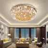 LED Light Modern Crystal Ceiling Chandeliers Lights Fixture Round American Surfae Mounted Hanging Lamp Home Indoor Lighting Remote Control 3 White Colors Dimmable