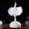 Ballerina Music Box Dancing Girl Swan Lake Carousel with Feather for Birthday Gift AC889