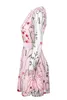 Bleu marine rose manches longues broderie robes de Cocktail 2020 Robe élégante fleurs genou longueur formelle fête courte Vestidos Robe de bal