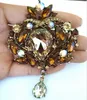 Fashion-L Waterdrop Colorful Drop Broche Requintado Grande Diamante Rhinestones Jóias Broche Grande Cristal Mulheres Broach 8 Cores