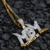 Motivated By Money MBM Letters Pendant Necklace For Men Fashion Hiphop Creative Bling Cubic Zirconia Copper Jewelry