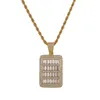 Neue Bling Käfig Dog Tag Halskette Anhänger männer Hip Hop Schmuck Stahl Seil Kette Gold Farbe Voller Kubikzircon für Gift301D