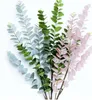 50st s eukalyptus lämnar konstgjord blomma löv tropisk växt kontor / hem / bröllop / trädgård dekor falska gröna blad xd22884