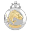 Vintage zakhorloge vis ontwerp zilver goud quartz horloges FOB ketting hanger klok uurwerk voor mannen vrouwen kinderen