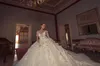 Julia Kontogruni Vintage 2019 Bröllopsklänningar Långärmad Lace Appliques Pärlor Ruffles Backless Chapel Train Bridal Gowns Robe de Mariée