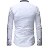 Men's Dress Shirts 2021 Fashion Casual Men Shirt Long Sleeve Mandarin Collar Slim Fit Korean Business Mens Clothes266N