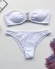 Blanc sans bretelles taille basse Bikini 2020 femme maillot de bain femmes maillots de bain deux pièces Bikini ensemble Bandeau baigneur maillot de bain nager