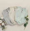 Baby rompers spädbarn pojkar tjejer triangel jumpsuits nyfödd sommar solid ärmlös bodysuit boutique bomull linne enis playsuits cyp439