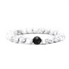 Nouveauté 8 MM noir blanc Onyx Howlite perles Bracelet pour femmes à la main élastique pierre naturelle Couple Bracelet bijoux cadeau