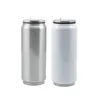 Tasse de sublimation de bricolage 9 12 15oz cola cana avec 2 types couvercles de transfert de chaleur blanc poubelles en acier inoxydable biberons d'eau tasses de voyage