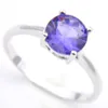 LuckyShine Vintage Six Claw Round Shaped Amethyst Cubic Zirconia Gems Delicate Women 925 Silver Wedding Ring jewelry USA Size 7-9