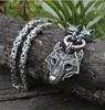 Homens colar de aço inoxidável viking lobo cabeça com Odin por Helena Rosova colar de norueguês talismã pingente de jóias étnicas
