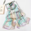 S1244 Hot Summer Women Slik Scarf Sun-Screen Georgette Färgglada Florals Sjal Wraps Scarf Tunna Beach Scarves