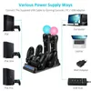 PS4 4 in 1 Charging Dock Station Stand for Sony Playstation 4 PS4 Slim Pro PS Move Controllers Charger Storage LED Indicator