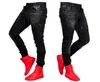 Fashion-Black Sports Jogger Jeans para Mens Roupas Elásticas Cintura Jean Calças Long Calças Pantalones