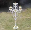 Ultimi centrotavola di nozze di cristallo Candelabro acrilico oro / nastro Portacandele trasparente Decorazione della tavola del partito di evento decor00011