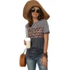 Mode Vrouwen Casual Korte Mouw Zomer T-shirt Leopard Strepen Stikken T-shirt Top Tees Femme Dames T-shirt Kleren Zacht