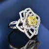 OneRain 100% 925 Sterling Silver Citrine Wedding Engagement Cocktail Party Flower Rose Ring For Women Jewely Whole223V