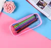 Ny PVC Pencil Bag Zipper Pouch School Studenter Rensa Transparent Vattentät Plast Förvaring Box Pen Case Mini Travel Makeup Väskor