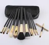 12PCS / Set Brosse Avec PU Sac Maquillage Brosse Professionnelle Pour Fond De Teint Poudre Blush Fard À Paupières Eyeliner Mélange Crayon Livraison Rapide