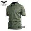 Outdoor Sports Tactical Short Sleeve Polo Collar T-shirt Men Physical Training Hiking Camping Camouflage Fast Dry Thin Military T 246I