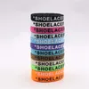 New colorful SHOELACE lace Letter Font 8mm Double Sides Printed "SHOELACES" Black White Laces Signed Off Flat Shoes Lacet Joint Shoelace 120 140 160cm