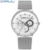 Mens Watches CRRJU Top Brand Luxury Waterproof Ultra Thin Date Clock Male Steel Strap Casual Quartz Watch White Sport WristWatch L2761