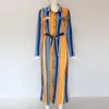 Summer Beach Szyfonowa Długa Sukienka Kobiety Striped Koszula Dress 2019 Casual Line Długi Rękaw Midi Wakacje Sukienki Vestidos Y19050805