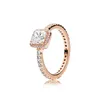 Square Sparkle Halo Ring Big CZ Diamond Wedding Rings Original Box for 925 Sterling Silver 18K Rose gold Gift Rings sets3568446