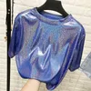 Partihandel Mode Casual T Shirt Sommar Hot Selling Women Bright Blouses Lady Beautiful Nice Tops T-shirt