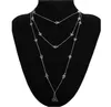 fashion chain necklace for women jewelry star pendant tassel multi-layer designer necklace with white gold plated