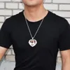 Ciondolo collana con medaglioni a cuore con foto su misura con catena a corda da 3 mm Gioielli hip-hop da uomo in argento con zirconi cubici color oro