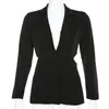 2019 herbst Büro Dame Tiefem V-ausschnitt Kerb Blazer Sexy Taille Cut Aushöhlen Casual Anzug Frauen Einzigen Taste Schwarz blazer