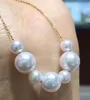 Free Shipping beautiful 7-11mm South Sea round white pearl necklace 18 inch 14k necklace