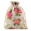 ABUI-30 Pacote de Rose Drawstring sacos de serapilheira Flor Bolsa Sacos do presente bolsas Jóias para DIY Wedding Party Craft