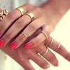 2019 Women Fashion Hot Sale 7pcs/Set Antique Gold Heart Knuckle Rings Wedding Ring Set Bohemia Geometric Ring Jewelry