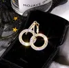 Femmes Bling Bling Full Crystal Double Circle Hoop Boucles D'oreilles Bijoux De Mode Élégant Noble Élégant Noble Hoop Boucles D'oreilles Sauvages cadeau Livraison Gratuite