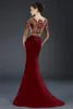 Sexy Janique Meerjungfrau-Kleid für die Brautmutter, Juwel, 3/4-lange Ärmel, Spitzenapplikation, Kristall, Hochzeitsgastkleid, Sweep-Zug, Abendkleider