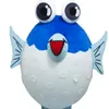 Professional custom Puffer Fish Mascot Costume cartoon Marine fish character Clothes Halloween festival Party Fancy Dress