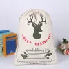 Natal grande orgainic pesado bolsa de lona santa saco saco de cordão com reinderers sacos de doces para crianças 10 estilos 08