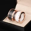 Groothandel - Aankomst Speciale Zwart-wit Kleur Bridal Sets Klassieke Ringen voor Ringen Spring Ring 18K Rose Gold Ring Titanium / Wide versie