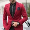 Brand New Red Мужские свадебные смокинги Пик нагрудные Groomsmen Tuxedos популярный человек блейзеры куртки Отличный костюм (куртка + брюки + галстук) 1536