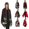 Femmes gilet réservoir écharpe Cardigan 65 * 185 cm Patchwork Plaid Poncho Cape Gland Hiver Chaud Couverture Cape Wrap Châle Manteau LJJA3045