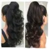 Humane Clip Ins Ponytail voor Vrouwen Natuurlijke Zwarte Body Wave Clip in Menselijk Hair Extensions Mongoolse Remy Haar Dubbele inslag Haarstukken 160G