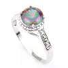 Best Seller Supply New 925 Sterling Silver Plated Small Punk Genuine Natural Mystic Topaz Crystal Gemstone Cocktail Wedding Rings For Lovers