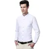 Kinesisk stand collar mens formella skjortor designer solid vita svarta män klänning skjortor smala passform långärmad affär casual240k