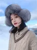 New Style Womens Real Fox Fur Chapéu Russo Ushanka Inverno Aviador Trapper Bomber Autocanhar Tampão