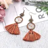 Turquesa Beads Dream Catceiro Lã Fringed Setor Borla Brinco Colorido Estilo Étnico Eardrop Moda Mulheres Brincos Jóias Criativo Presente